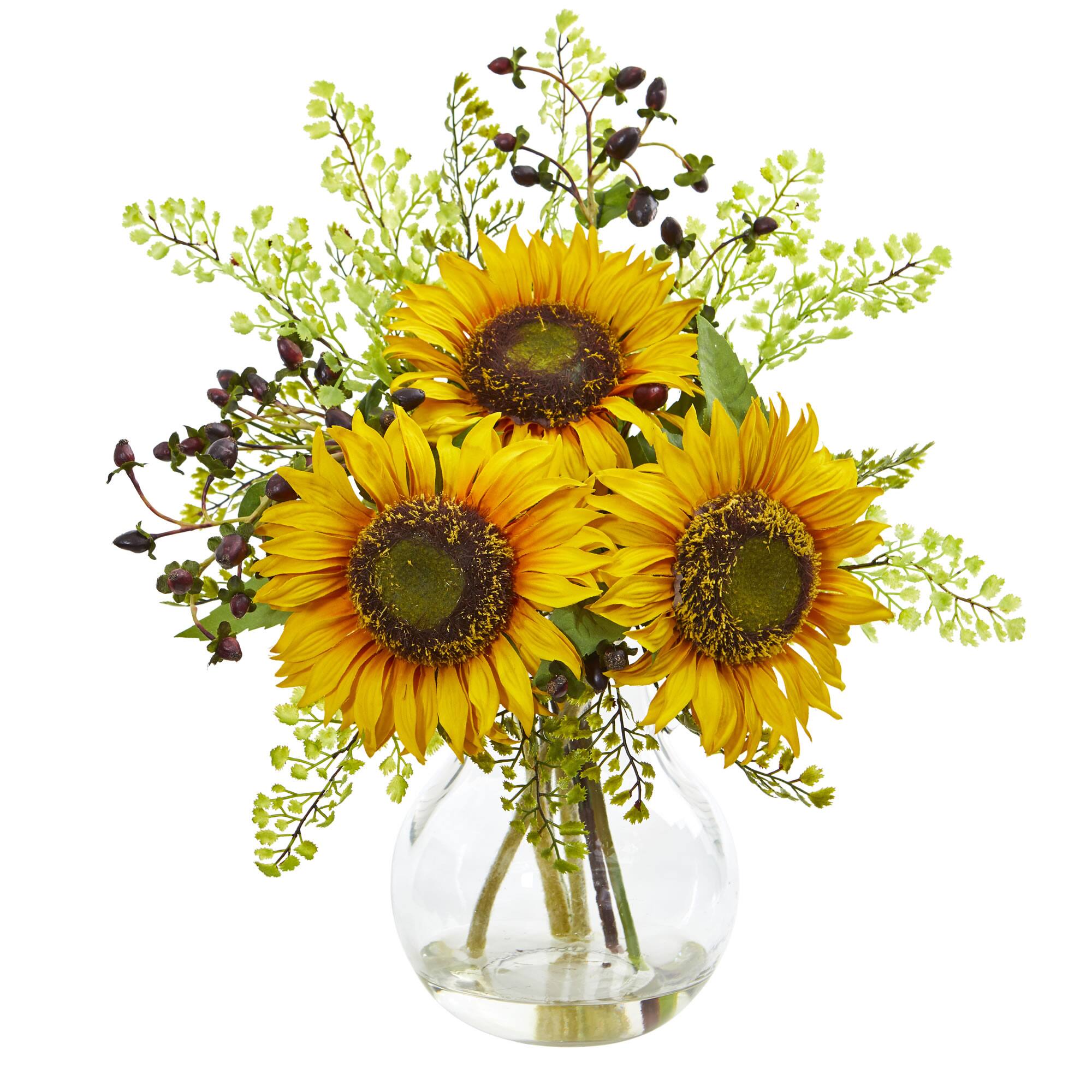 16" Sunflower Floral Arrangement in Vase